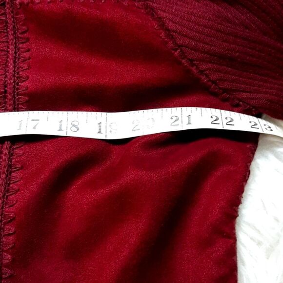 IKC Vintage   Burgundy Leather  Suede Leather Sweater Jacket Linen XL - Picture 6 of 9